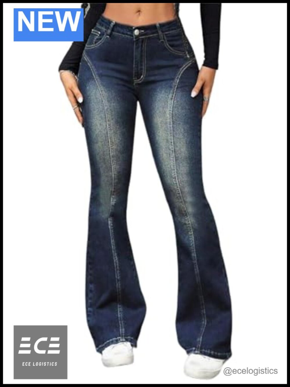Stretchy High Waisted Bell Bottom Jeans Flare Denim Pants